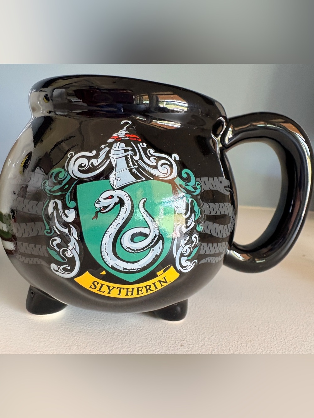 Harry Potter Slytherin Cauldron Mug Green Crest Black Ceramic Cup
